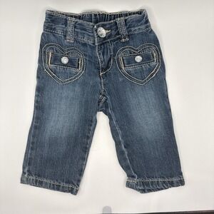Gymboree Baby Girl Blue Jeans Size 3-6 Months 2013 Heart Pockets